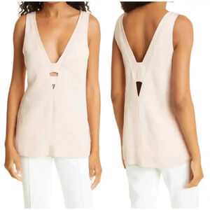 NWOT Reiss Emi Linen Blend V-Neck Sleeveless Blouse - Viscose V-Neck Top